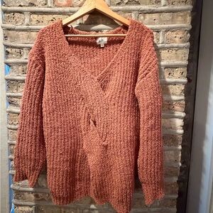 BiBi V-Neck Sweater in Warm Rust